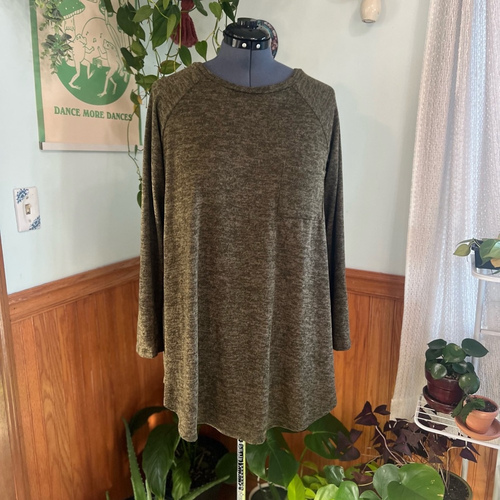 Women's Olive Green Long Sleeve Top